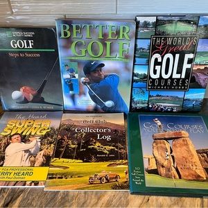 6 books about golf, golf courses, how to pay golf, collector log